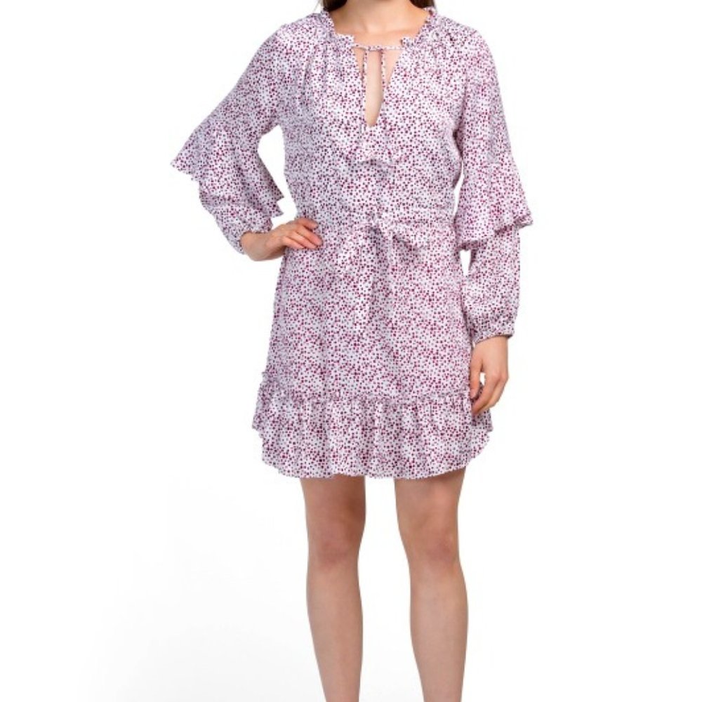 Misa Los Angeles Nehda dress white pink dotted L